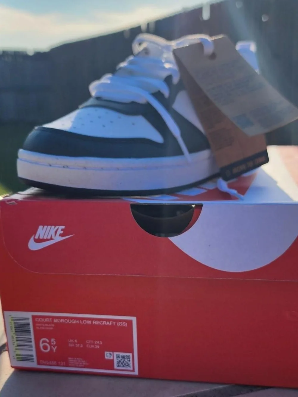 Nike Court Borough Low GS White and Black Sneakers